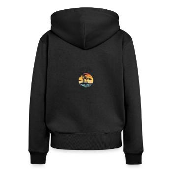 Korfu Urlaub 2025 Griechenland Reise - Frauen Premium Bio Zip Hoodie - Schwarz - Hinten - Julia (174cm)