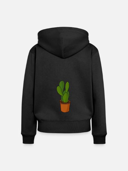 Kaktus - Frauen Premium Bio Zip Hoodie - Schwarz
