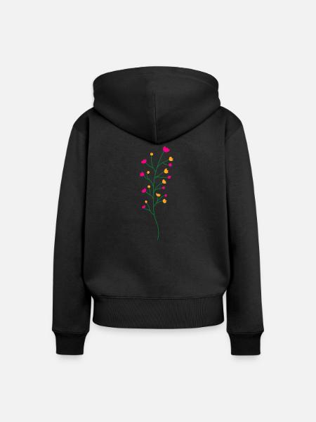Flower Blume Pflanze - Frauen Premium Bio Zip Hoodie - Schwarz