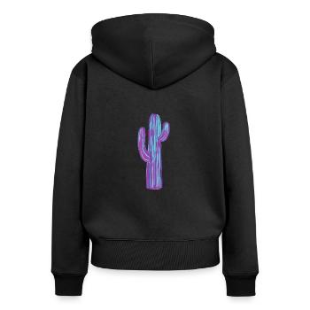 Cactus peints colorés - Sweat à capuche zippé Premium bio Femme - noir - Dos - Julia (174cm)