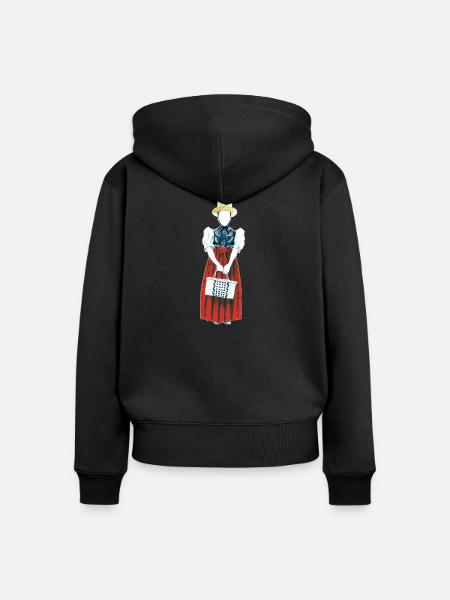 Trachtenmädchen mit Strohhut - Schwarzwald - Frauen Premium Bio Zip Hoodie - Schwarz