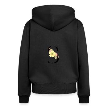 Elegant letter 'S' with flowers - Women's Premium Organic Zip Hoodie - black - Back - Julia (174cm)