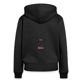 Pferdemotiv Reiterin Pferdebesitzer Reitshirt - Frauen Premium Bio Zip Hoodie - Schwarz - Hinten - Julia (174cm)