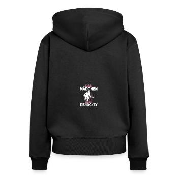 Eishockey Damen Eishockeyspielerin Eishockeytrikot - Frauen Premium Bio Zip Hoodie - Schwarz - Hinten - Julia (174cm)