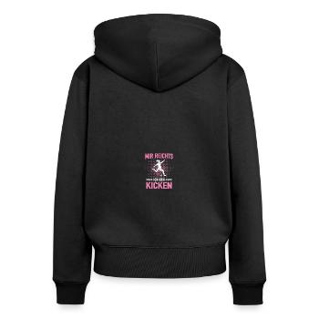 Mädchenfussball Fussballerin Fussballmädchen - Frauen Premium Bio Zip Hoodie - Schwarz - Hinten - Julia (174cm)