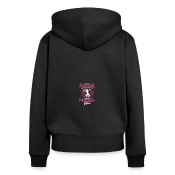 Handballerin Handballspielerin Geschenk Handball - Frauen Premium Bio Zip Hoodie - Schwarz - Hinten - Julia (174cm)