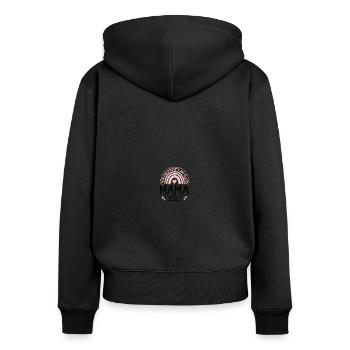 Werdende Mama 2023 Schwangerschaft verkünden - Frauen Premium Bio Zip Hoodie - Schwarz - Hinten - Julia (174cm)