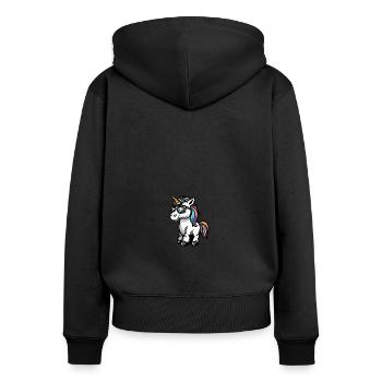 Licorne Bande dessinée cool - Sweat à capuche zippé Premium bio Femme - noir - Dos - Julia (174cm)
