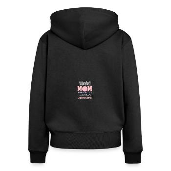 maman volleyball " toujours championne " - Sweat à capuche zippé Premium bio Femme - noir - Dos - Julia (174cm)
