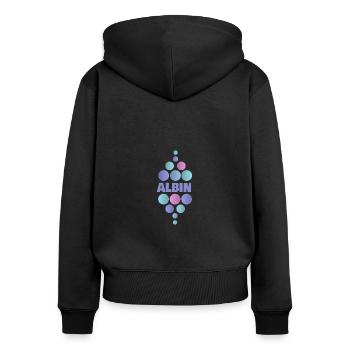 Vorname Albin - Frauen Premium Bio Zip Hoodie - Schwarz - Hinten - Julia (174cm)