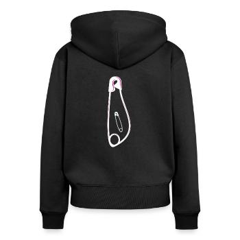 schwangerschaft ankündigung - Frauen Premium Bio Zip Hoodie - Schwarz - Hinten - Julia (174cm)