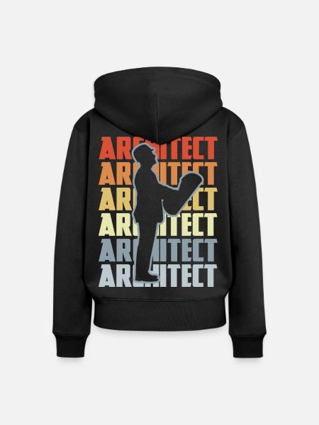 Retro Architekt - Frauen Premium Bio Zip Hoodie - Schwarz