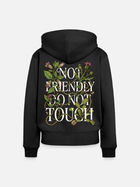 Floral Nicht Freundlich Lustig Sarkastisch - Frauen Premium Bio Zip Hoodie - Schwarz