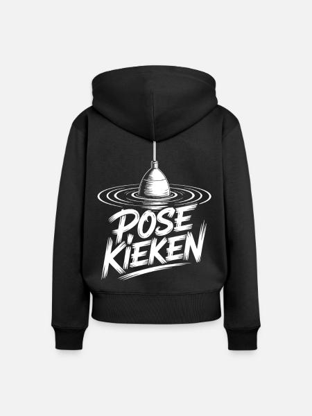 Pose Kieken Angeln - Frauen Premium Bio Zip Hoodie - Schwarz