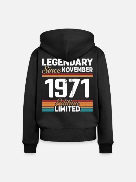 November 1971 - Frauen Premium Bio Zip Hoodie - Schwarz
