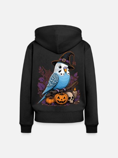 Wellensittich Halloween - Frauen Premium Bio Zip Hoodie - Schwarz