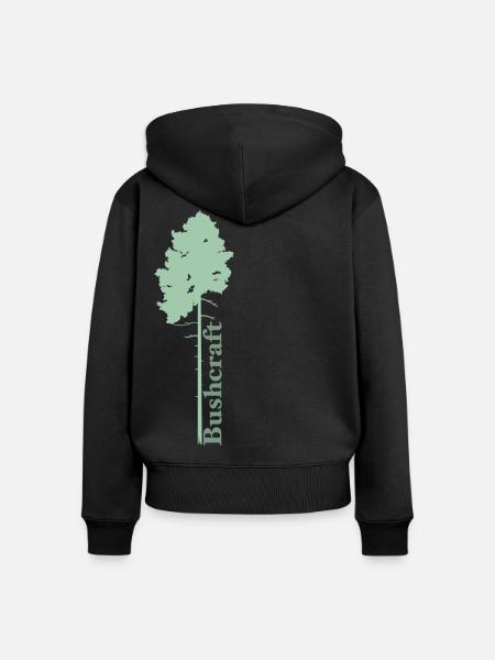 Bushcraft - Felpa con cappuccio con zip ecologica premium da donna - nero