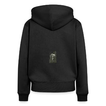 Vintage American Flag - Camo Fishing - Frauen Premium Bio Zip Hoodie - Schwarz - Hinten - Julia (174cm)