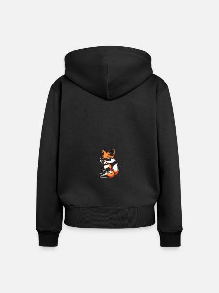 Fuchs Cool Comic - Frauen Premium Bio Zip Hoodie - Schwarz
