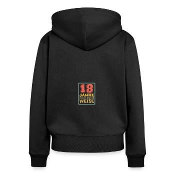18 - Sweat à capuche zippé Premium bio Femme - noir - Dos - Julia (174cm)