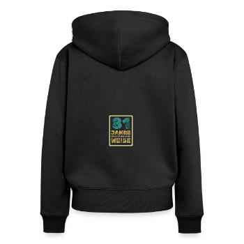 Weisheit 81 - Frauen Premium Bio Zip Hoodie - Schwarz - Hinten - Julia (174cm)