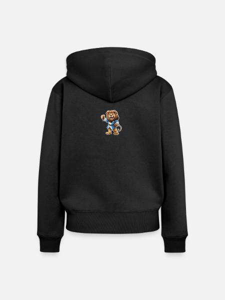 lion wearing a robe - Frauen Premium Bio Zip Hoodie - Schwarz