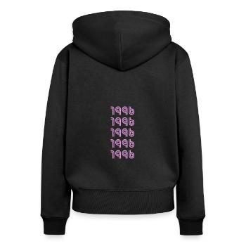 Jahr 1996 - Frauen Premium Bio Zip Hoodie - Schwarz - Hinten - Julia (174cm)