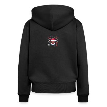 8 Bit Weihnachts Rentierkopf - Frauen Premium Bio Zip Hoodie - Schwarz - Hinten - Julia (174cm)