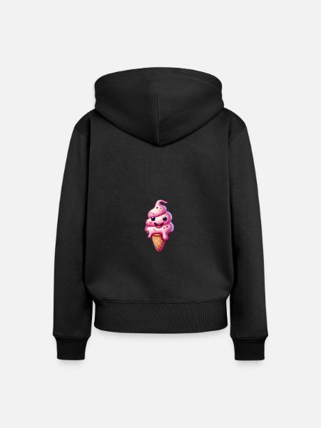 Lächelnde Eiskreation - Frauen Premium Bio Zip Hoodie - Schwarz