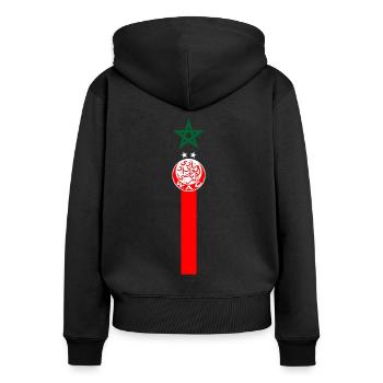 Wydad Morocco - Sweat à capuche zippé Premium bio Femme - noir - Dos - Julia (174cm)