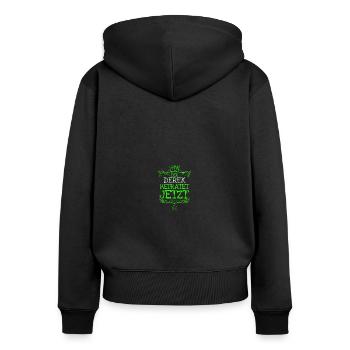 Derek als Bachelor - Frauen Premium Bio Zip Hoodie - Schwarz - Hinten - Julia (174cm)