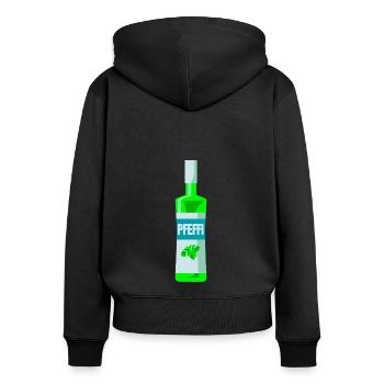 Pfefferminz Likör Pfeffi Vatertag Sauf - Frauen Premium Bio Zip Hoodie - Schwarz - Hinten - Julia (174cm)