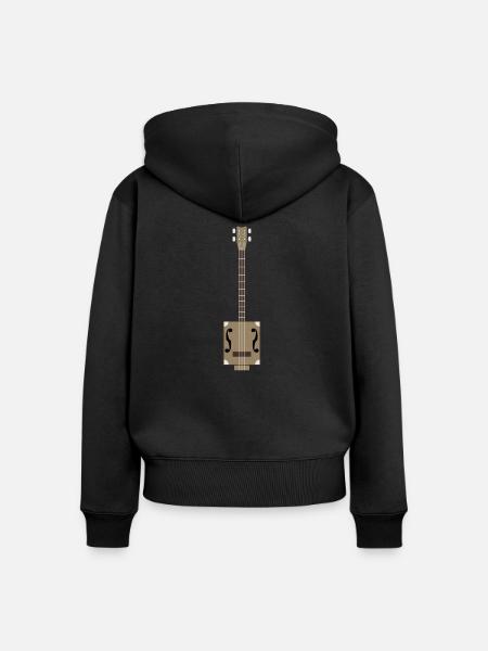 Zigarrenkisten-Gitarre - Frauen Premium Bio Zip Hoodie - Schwarz