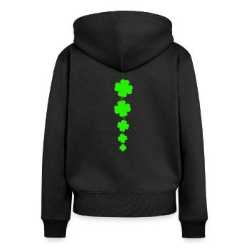 Cascading Neon Four Leaf Clovers - Women's Premium Organic Zip Hoodie - black - Back - Julia (174cm)