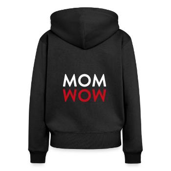 Mom Wow - Women's Premium Organic Zip Hoodie - black - Back - Julia (174cm)