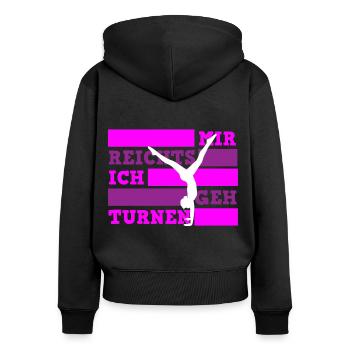 Mir reichts ich geh turnen Turnerin - Frauen Premium Bio Zip Hoodie - Schwarz - Hinten - Julia (174cm)