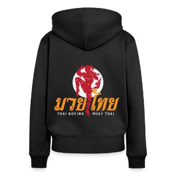 Muay Thai Boxing - Frauen Premium Bio Zip Hoodie - Schwarz - Hinten - Julia (174cm)