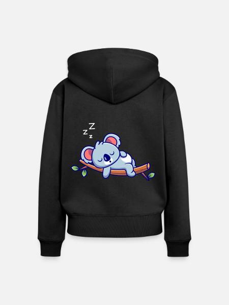 Koala Sleeping - Frauen Premium Bio Zip Hoodie - Schwarz