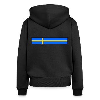 Schweden Flagge - Frauen Premium Bio Zip Hoodie - Schwarz - Hinten - Julia (174cm)