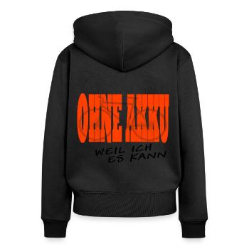 ohne akku schwarz - Frauen Premium Bio Zip Hoodie - Schwarz - Hinten - Julia (174cm)