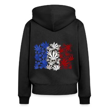 France Fumer du cannabis - Sweat à capuche zippé Premium bio Femme - noir - Dos - Julia (174cm)