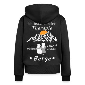 Wandern Hund Hundehalter Berge Wanderung Hundemama - Frauen Premium Bio Zip Hoodie - Schwarz - Hinten - Julia (174cm)