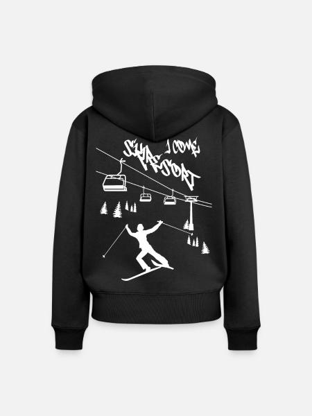 Skigebiet ich komme ! - Frauen Premium Bio Zip Hoodie - Schwarz