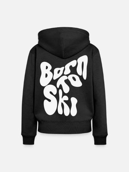 Born to Ski - Winter Design - Frauen Premium Bio Zip Hoodie - Schwarz