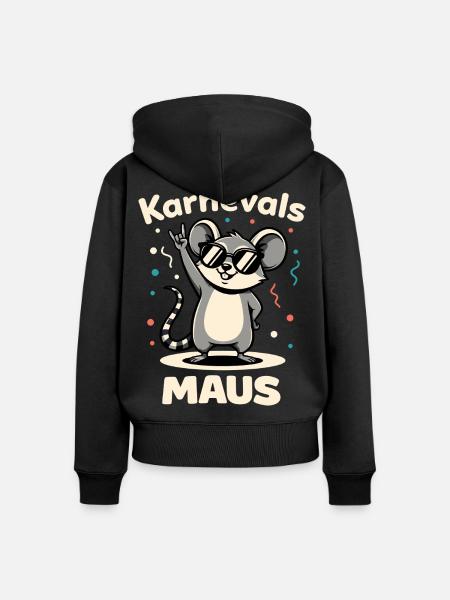 Karneval Rockmusik Karnevalsmaus Niedlich - Frauen Premium Bio Zip Hoodie - Schwarz