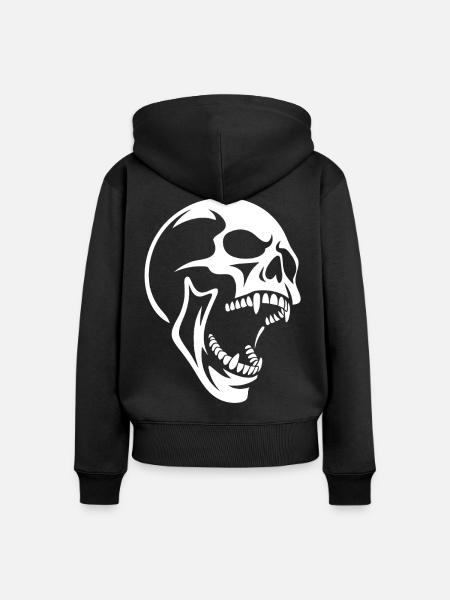 Schädel Schrei Totenkopf-Design - Frauen Premium Bio Zip Hoodie - Schwarz
