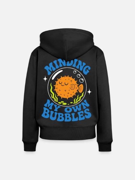 Minding My Own Bubbles Kugelfisch - Frauen Premium Bio Zip Hoodie - Schwarz