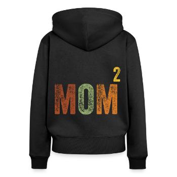 Mama Hoch Zwei Muttertag Retro Vintage - Frauen Premium Bio Zip Hoodie - Schwarz - Hinten - Julia (174cm)