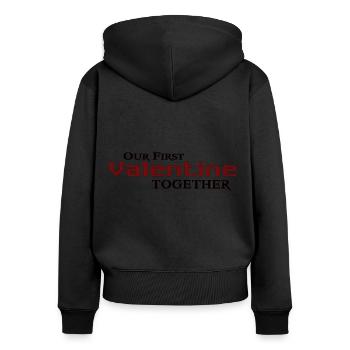 first Valentine together partner look gift love - Women's Premium Organic Zip Hoodie - black - Back - Julia (174cm)