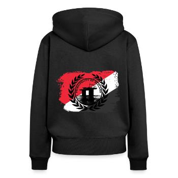 Principality of Sealand - Sweat à capuche zippé Premium bio Femme - noir - Dos - Julia (174cm)